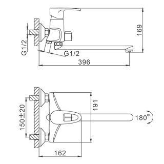 Смеситель для ванны и душа Frap F2265 хром
